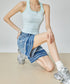 Line Hem Denim Shorts